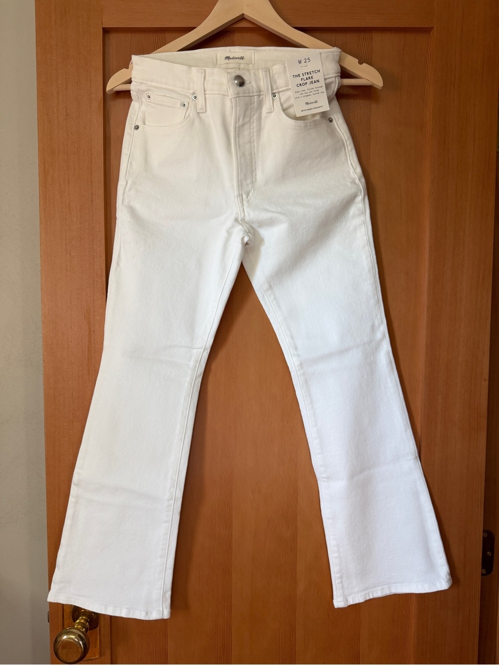 Madewell White High-Rise Stretch Flare Crop Jeans